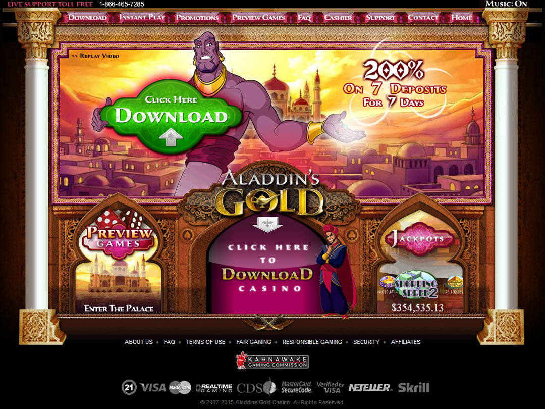 Aladdin's gold casino usa online casino